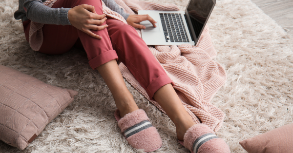 Young Woman in Slippers at Home