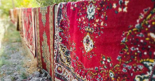 Carpets drying on the wall Carpets drying on the wall