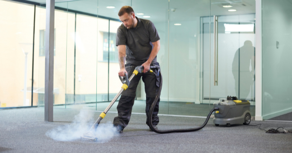 steam cleaning the carpet
