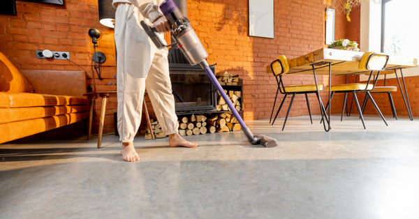 Vacuuming leather floor Vacuuming leather floor