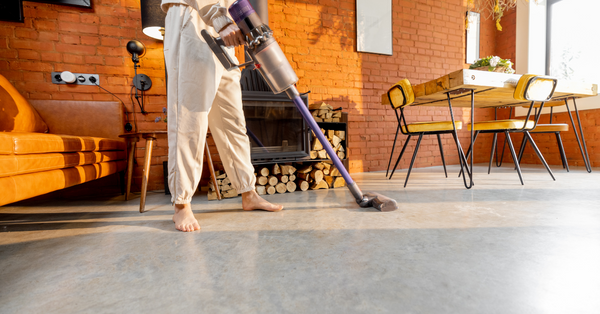 Vacuuming leather floor