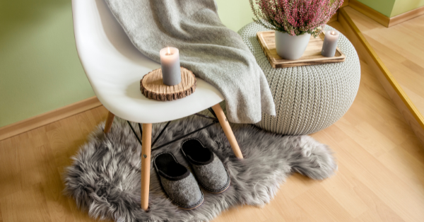 cozy corner with sheepskin